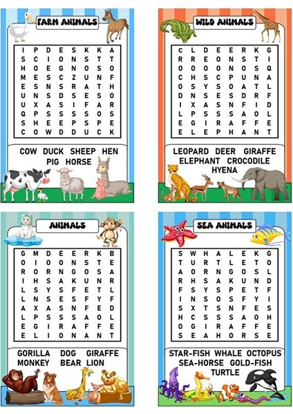 Ingilizce Öğreten Kelime Bulmaca modelleri