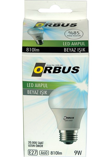 3 Adet Orbus LED Ampul 9WATT E27 Duy Beyaz fiyatları
