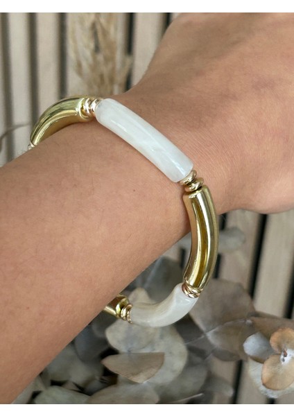 Beyaz Lastikli Bileklik