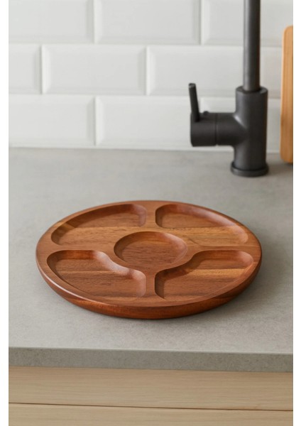 Akasya Lüx 5 Bölmeli 20 cm Sunum Kahvaltı Sunum Tabağı