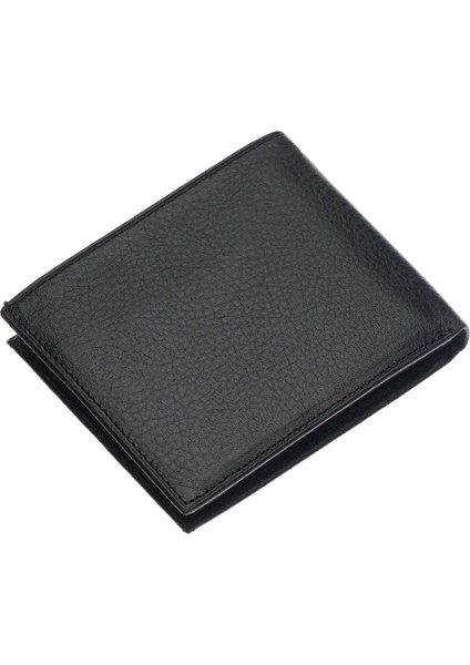 Hakiki Deri Bozuk Para ve Kart Bölmeli Erkek Cüzdanı - Siyah-Kırmızı