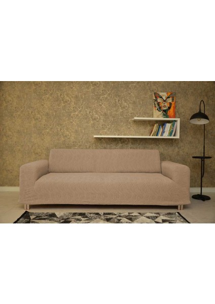 Koltuk Örtüsü Giydirmeli 3+3+1+1 Jakar Likralı Kakao modelleri