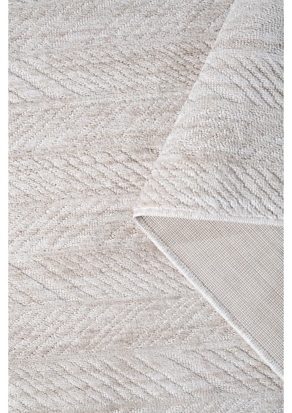 Yalın Modern Dokuma Halı Kaymaz Tabanlı Yıkanabilir Salon ve Oturma Odası Halısı 5577 Krem