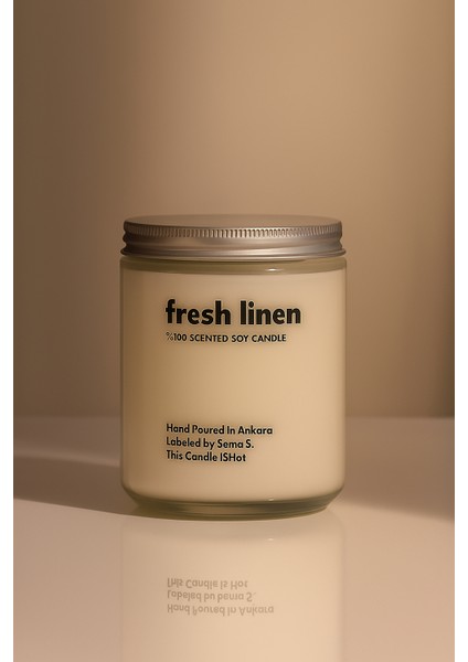 : Fresh Linen : Cam Kavanozda Kokulu %100 Soya Mum (Pudra, Papatya, Bergamot, Kakule) fiyatları