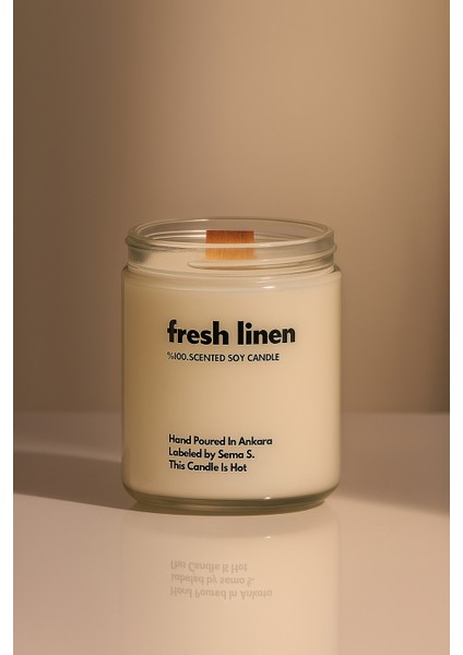 : Fresh Linen : Cam Kavanozda Kokulu %100 Soya Mum (Pudra, Papatya, Bergamot, Kakule) modelleri