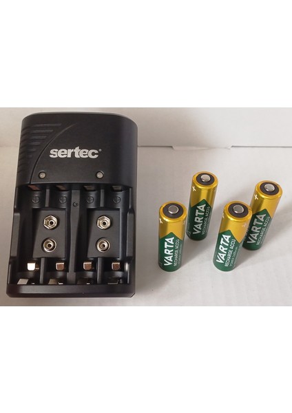 4 Adet Şarjlı 2100MAH Aa Kalem Pilpromo Paket +Sertec STC-9V Aa-Aaa Otomatik-Hızlı Pil Şarj Cihazı