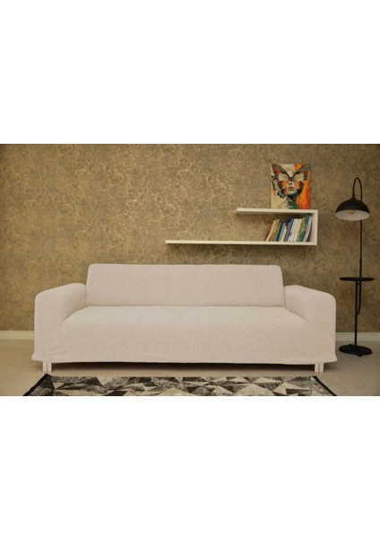 Koltuk Örtüsü Giydirmeli 3+3+1+1 Jakar Likralı Kırık Beyaz modelleri