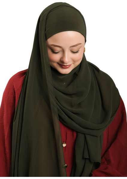 Haki Pratik Hazır Geçmeli Bone Şal Şifon Düz 2506_09 fiyatları