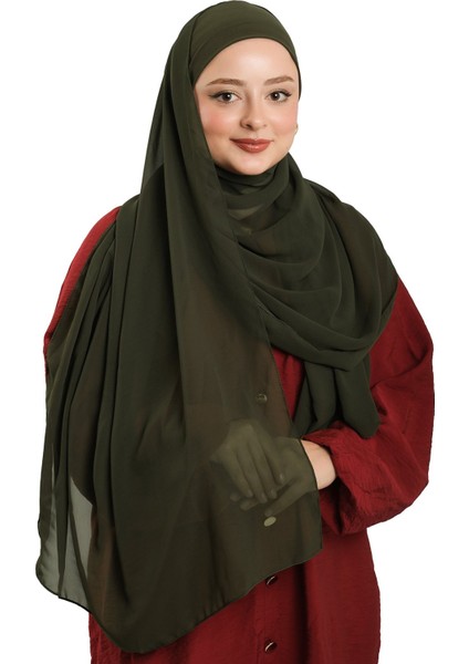 Haki Pratik Hazır Geçmeli Bone Şal Şifon Düz 2506_09 modelleri