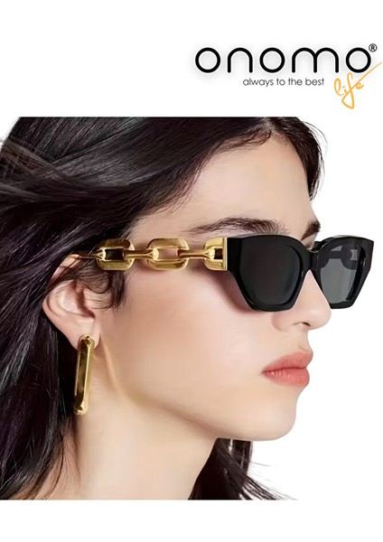 Life Kadın Güneş Gözlüğü Siyah Altın Renk Detaylı