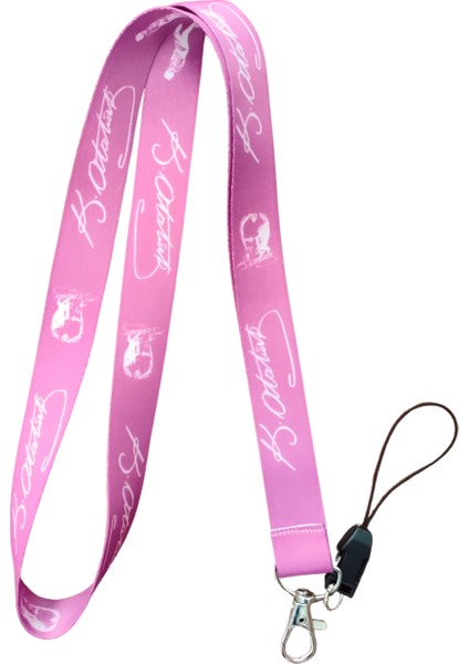 Pembe Atatürk Imzalı Boyun Askı Ipi ve Telefon Askısı + Kartlık