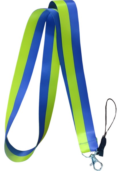 Sarı Lacivert Desenli Boyun Askı Ipi ve Telefon Askısı + Kartlık