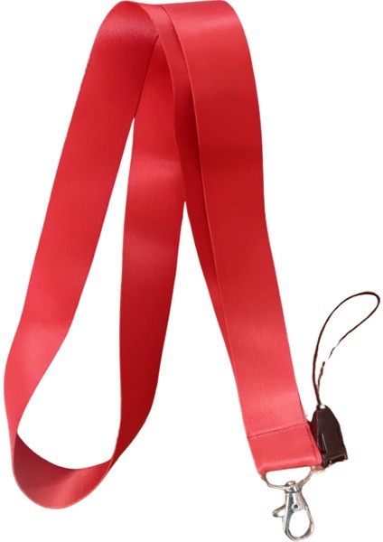 Kırmızı Renk Boyun Askı Ipi ve Telefon Askısı + Kartlık