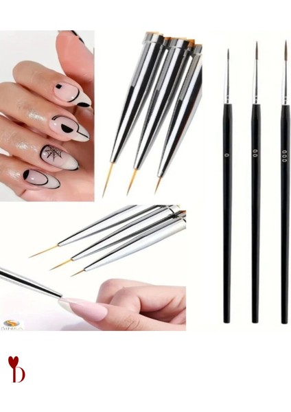 Akrilik Boyama Sanat Çizim Ince Tırnak Fırçası 3'lü Set
