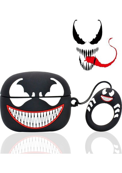 Airpods Pro 3. Nesil Uyumlu Sevimli Siyah Venom Figürlü Darbe Önleyici Kulaklık Koruma Kılıfı