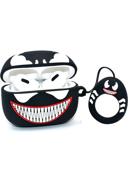 Airpods Pro 3. Nesil Uyumlu Sevimli Siyah Venom Figürlü Darbe Önleyici Kulaklık Koruma Kılıfı fiyatları