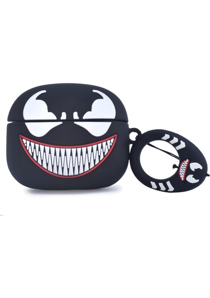 Airpods Pro 3. Nesil Uyumlu Sevimli Siyah Venom Figürlü Darbe Önleyici Kulaklık Koruma Kılıfı