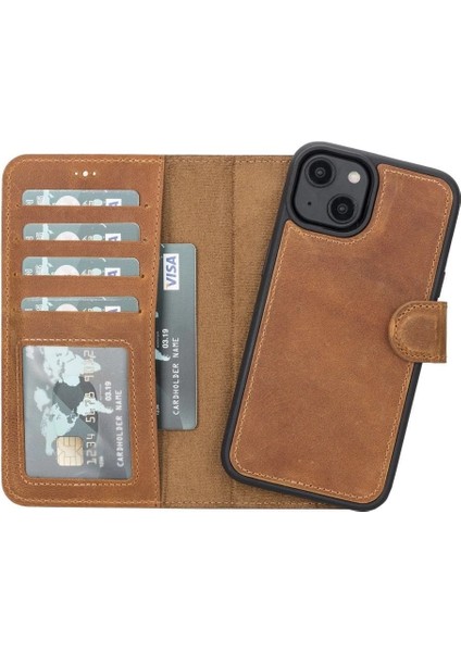 Apple iPhone 14 Uyumlu Deri Cüzdanlı Kılıf Mwwn G19 Taba indirimleri