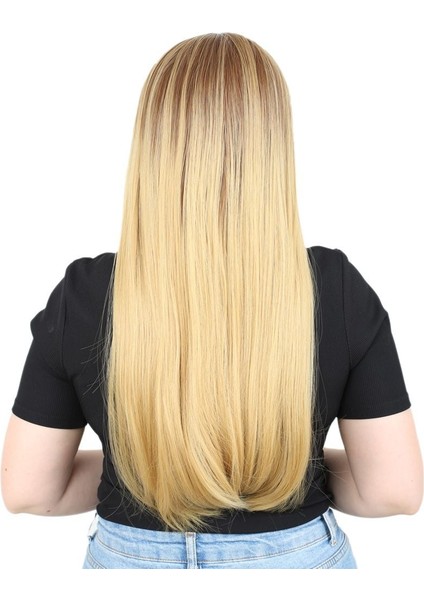 Fiber Sentetik Uzun Düz Peruk / Kumral / Sarı Ombreli fırsatları