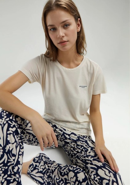 Kadın Giyim Krem Kısa Kol Pijama Takımı (Modal Şort Hediye) modelleri