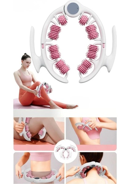 14 Tekerli Kas Gevşetici Sıkılaştırıcı Masaj Aleti Ayarlanabilir Lenf Drenaj Bacak Kol Selülit Pembe indirimleri