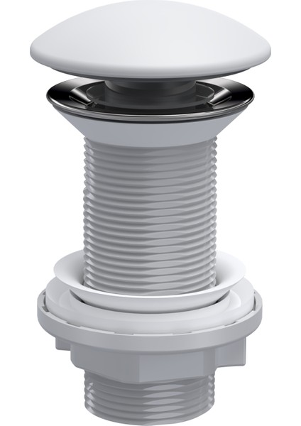 Elıxır Pop-Up Lavabo Gideri Seti | Mat Beyaz Seramik Başlıklı | Standart Ölçü | Taşma Deliği Seçenekli