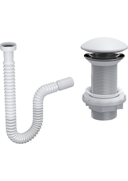 Elıxır Pop-Up Lavabo Gideri Seti | Mat Beyaz Seramik Başlıklı | Standart Ölçü | Taşma Deliği Seçenekli fiyatları