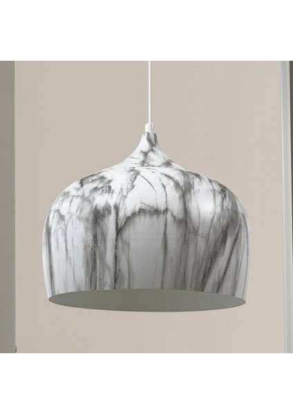 Çember Siyah Beyaz Desenli Metal Tekli Avize Salon Mutfak Cafe Ofis Tekli Avizeler Lamba Aydınlatma