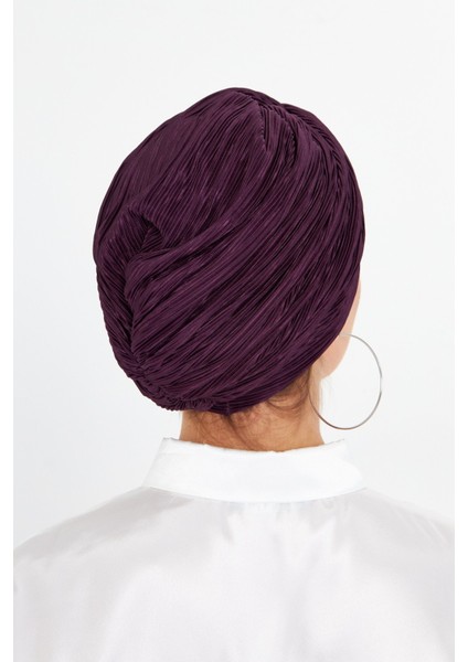 Mürdüm Çapraz Büzgülü Tesettür Bone Fukuro Piliseli 2512_07 fırsatları