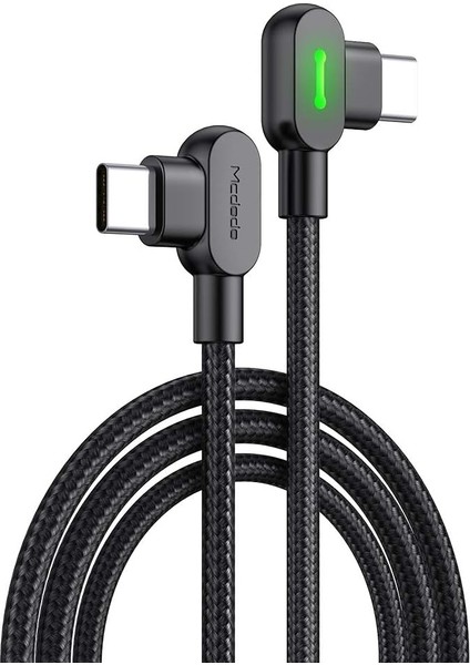 Mc Dodo L Tipi Type-C To Type-C 60W 3A 1.5m Data-Şarj Kablo Siyah