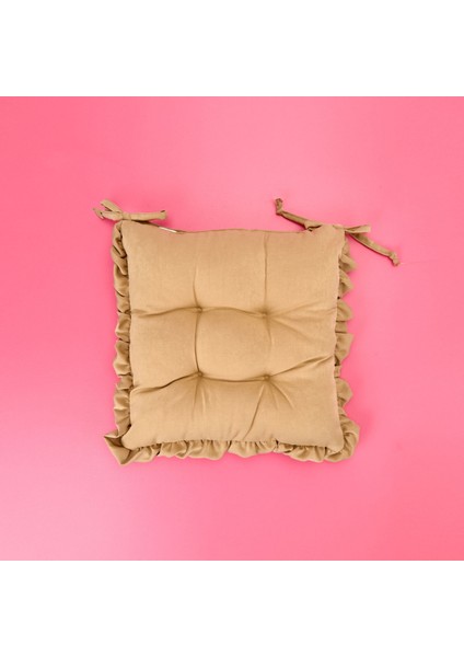 Soft Maia Sandalye Minderi - Açık Kahverengi - 40X40 cm