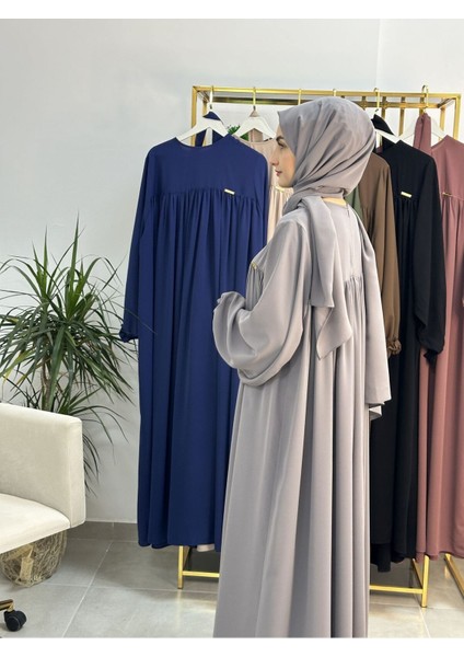 Şallı ve Üsten Robalı,kemerli Elbise Takım .hijap ,abaya (Hac ve Umre Için Uygundur) Gri modelleri