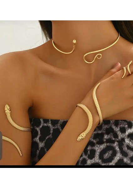 Yılan Kol Bileklik Yüzük ve Kolye