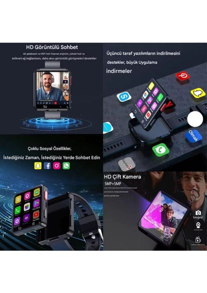 CALL668 5g Akıllı Saat Android 11 2.64 "ekran 64 GB Hafıza 1200MAH Batarya Tiktok Youtube modelleri
