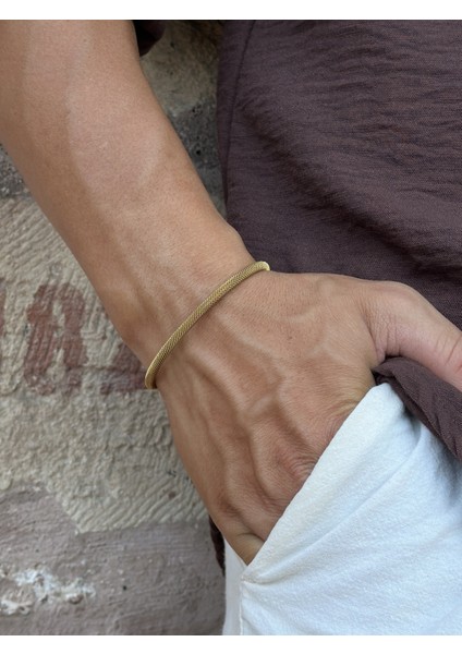 Erkek Örgü Kelepçe Çelik Bileklik - Gümüş Renk fiyatları