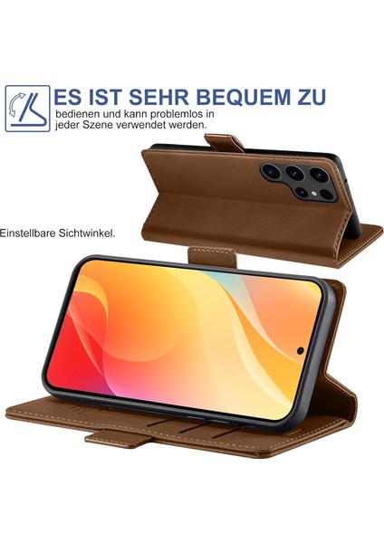 Samsung Galaxy S22 Ultra Uyumlu Ekran Koruyuculu Kılıf Kapaklı Kartlıklı Deri Görünümlü Standlı Kapak fırsatları