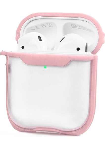 Apple Airpods 1. ve 2. Nesil Uyumlu Buzlu Transparan Renkli Çizgili Kılıf Bumper Koruma Kabı Hybrid fırsatları