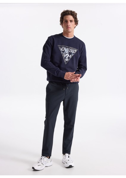 Bisiklet Yaka Lacivert Erkek Sweatshırt M5YQ05K68I4-G7V2 Triangle Erkek Sw fiyatları