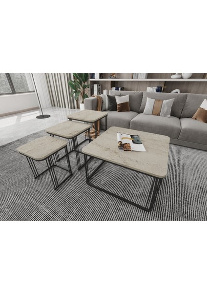 Orta Sehpa ve Zigon Sehpa Alize Set Traverten