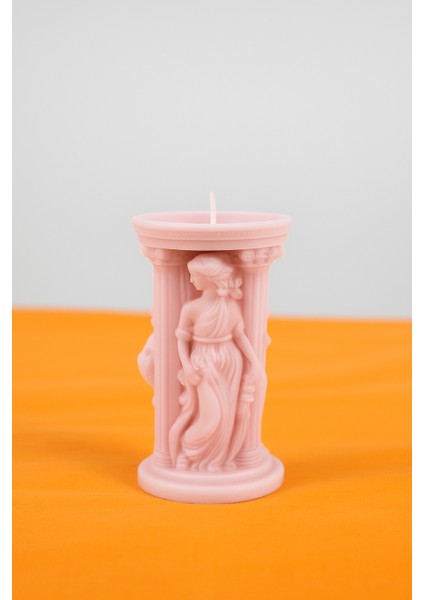 El Yapımı Roma Sutunu Desenli Dekoratif Renk Çeşitli Hediyelik Mum