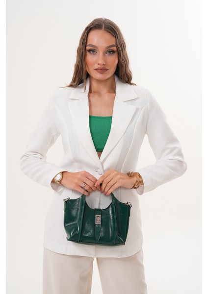 Ekstralı Önü Kilit Detaylı ve Fermuarlı Kadın Omuz Çantası indirimleri