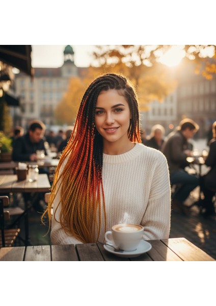 Afrika Örgüsü ve Rasta Için Sentetik Ombreli Saç / Siyah / Bakır / Karamel
