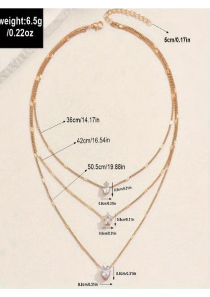 Altın Rengi 3 Sıralı Taşlı Kombin KOLYE-14K Altın Kaplama indirimleri