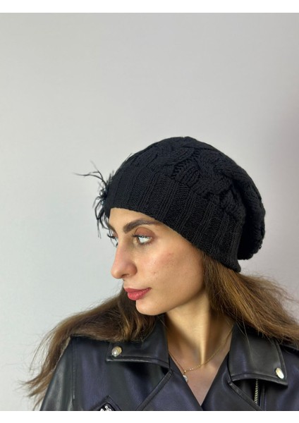 El Örgüsü Siyah Tüğlü Çiçekli Kadın Bere fiyatları