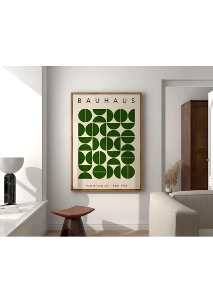 (Çerçevesiz) Bauhaus 3'lü Yeşil Çerçevesiz Poster Seti, Modern Dekoratif Poster Seti