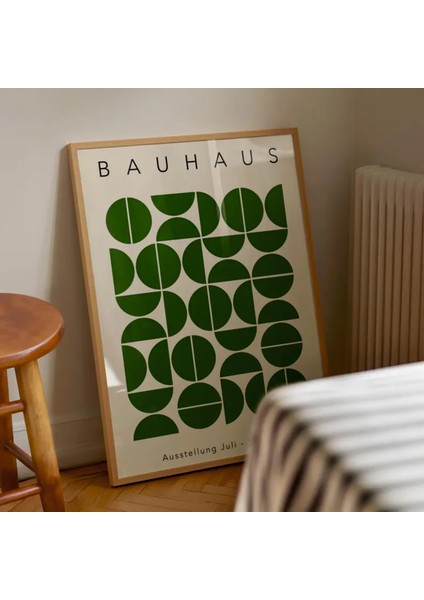 (Çerçevesiz) Bauhaus 3'lü Yeşil Çerçevesiz Poster Seti, Modern Dekoratif Poster Seti