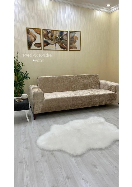 Kadife Lastikli Koltuk Örtüsü Kanepe Kılıfı Çekyat Örtüsü Esnek