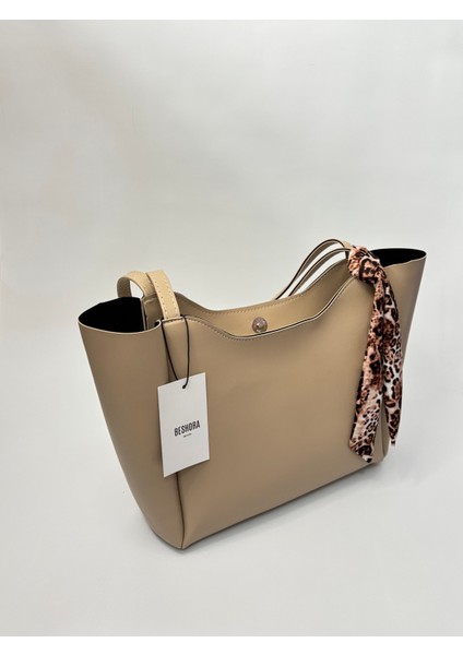 Elena Krem Mat Fermuar Detaylı Kadın Omuz Çantası