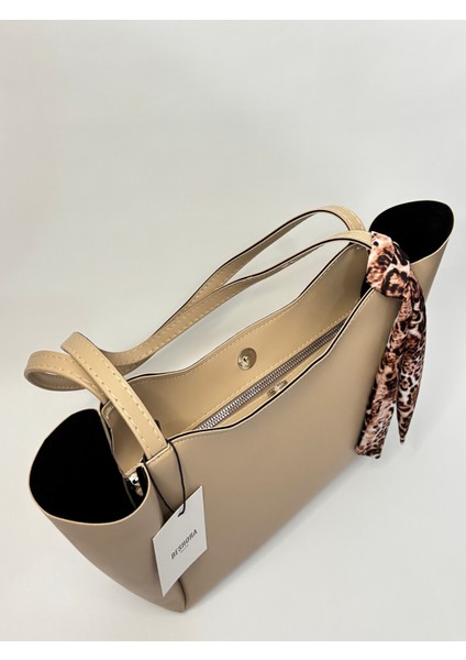 Elena Krem Mat Fermuar Detaylı Kadın Omuz Çantası