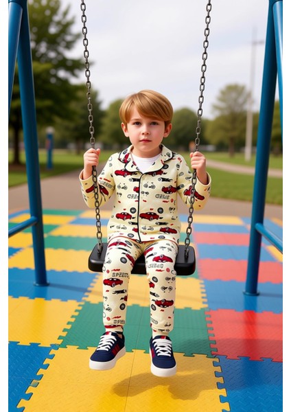 Erkek Çocuk Pijama Takımı Konforlu Uyku Için Baskılı ve Yumuşak Kumaş Kaliteli Şık Rahat